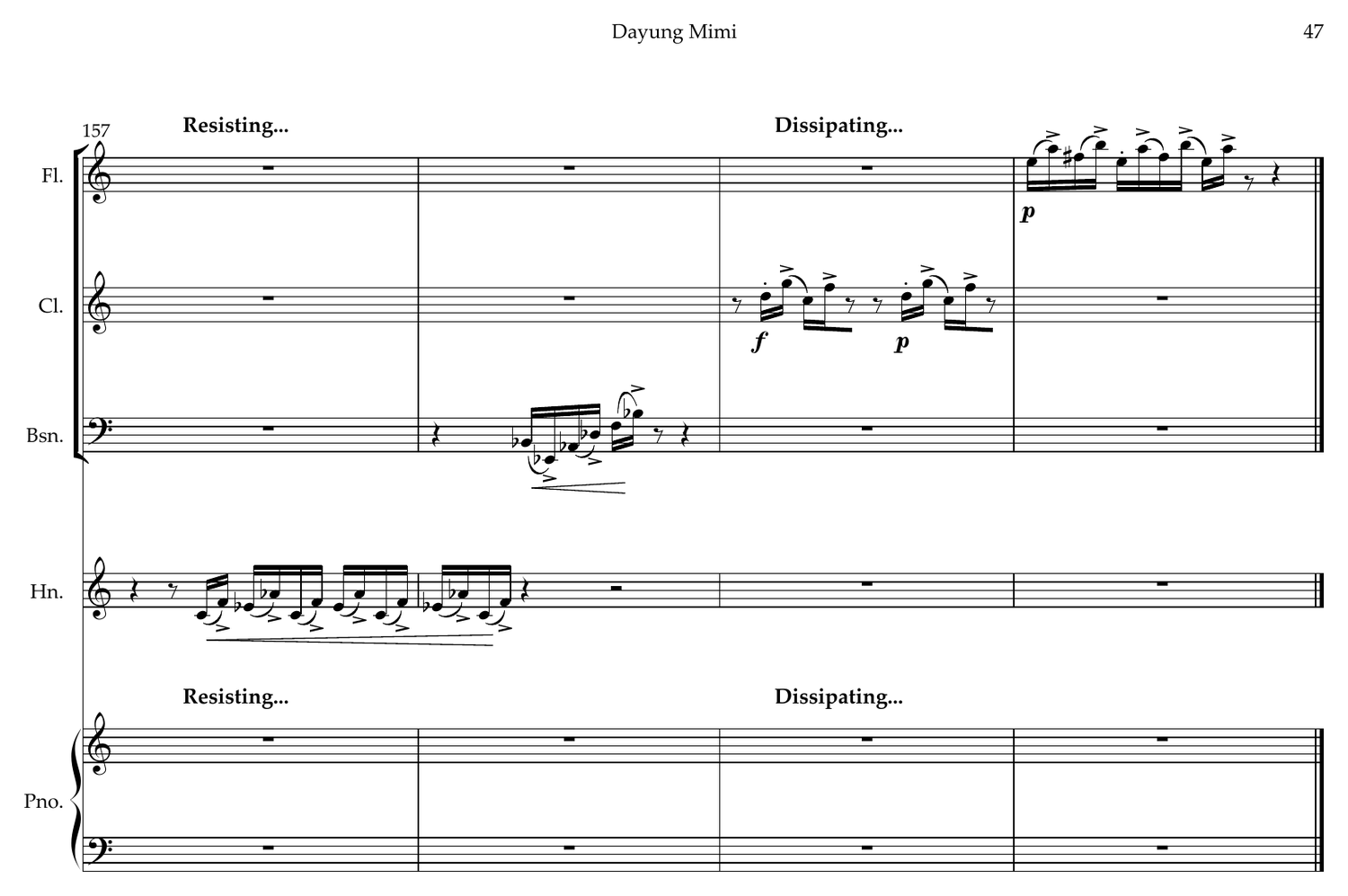 The last page of the score of Dayung Mimi