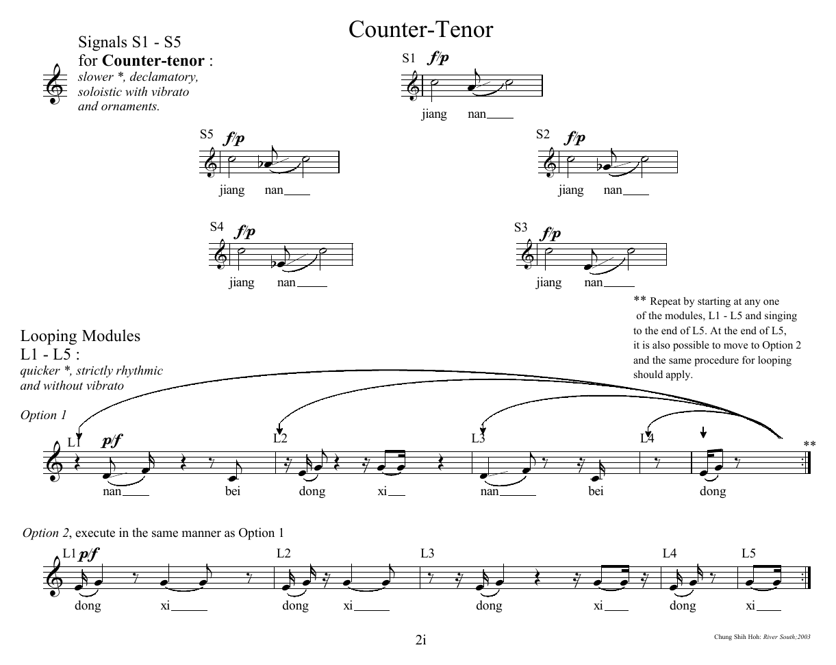 The countertenor's signals and looping modules in River South