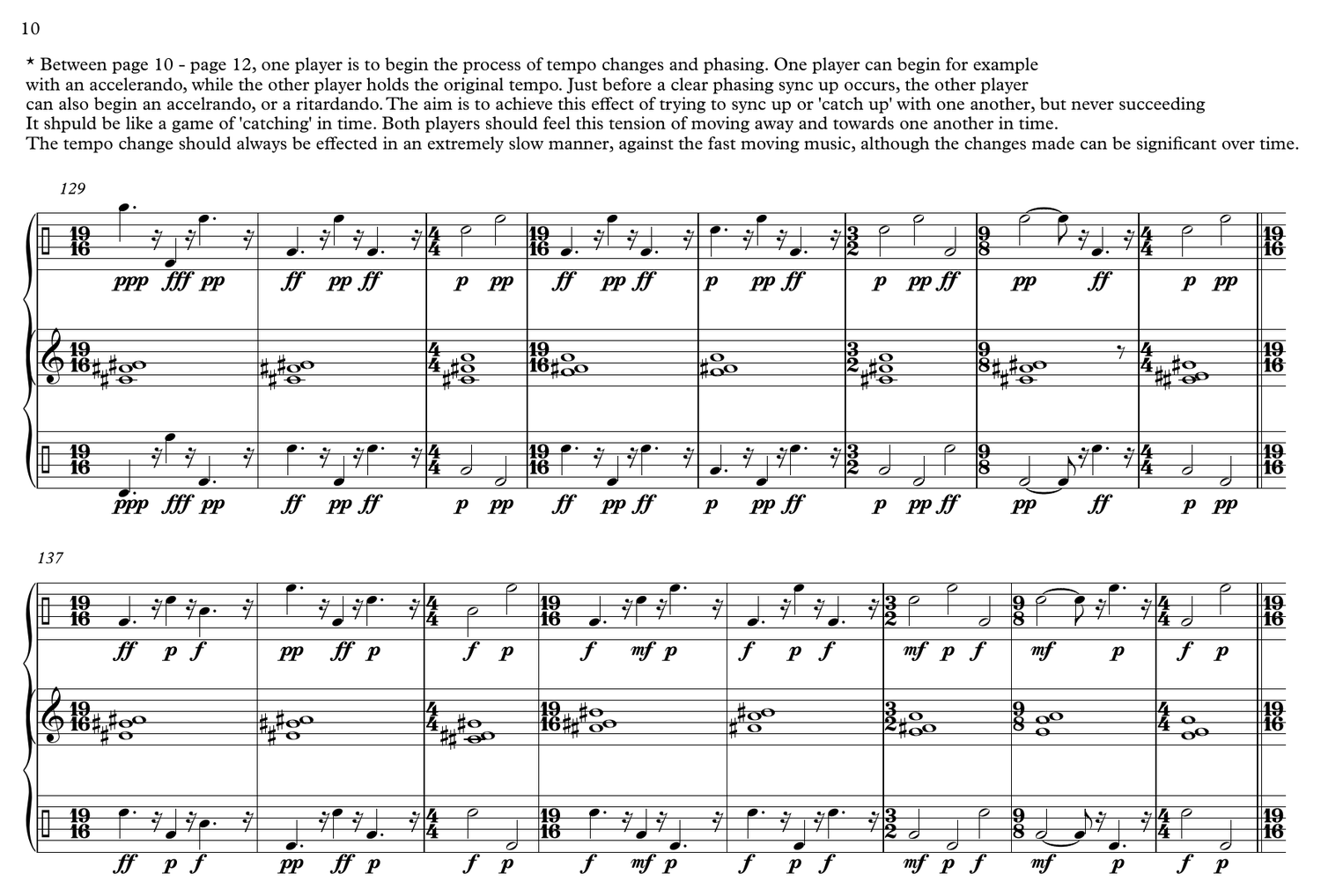 Page 10 of the score of Rub Dub, with the instructions for phasing